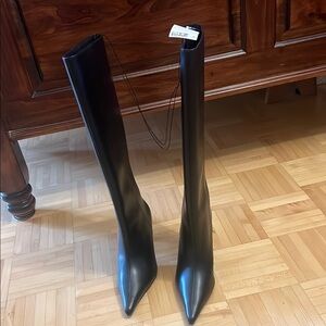 H&M Black Over-the-Knee Pointed-Toe Boots
